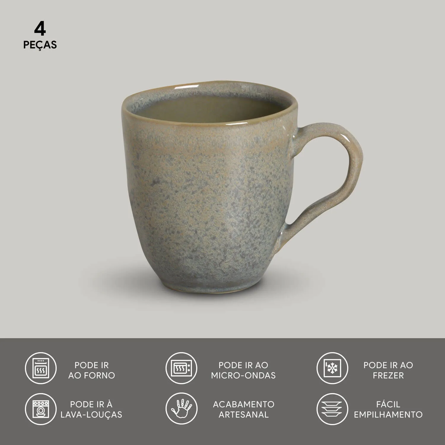 Conjunto com 4 Canecas Orgânico Green Granite 273ml