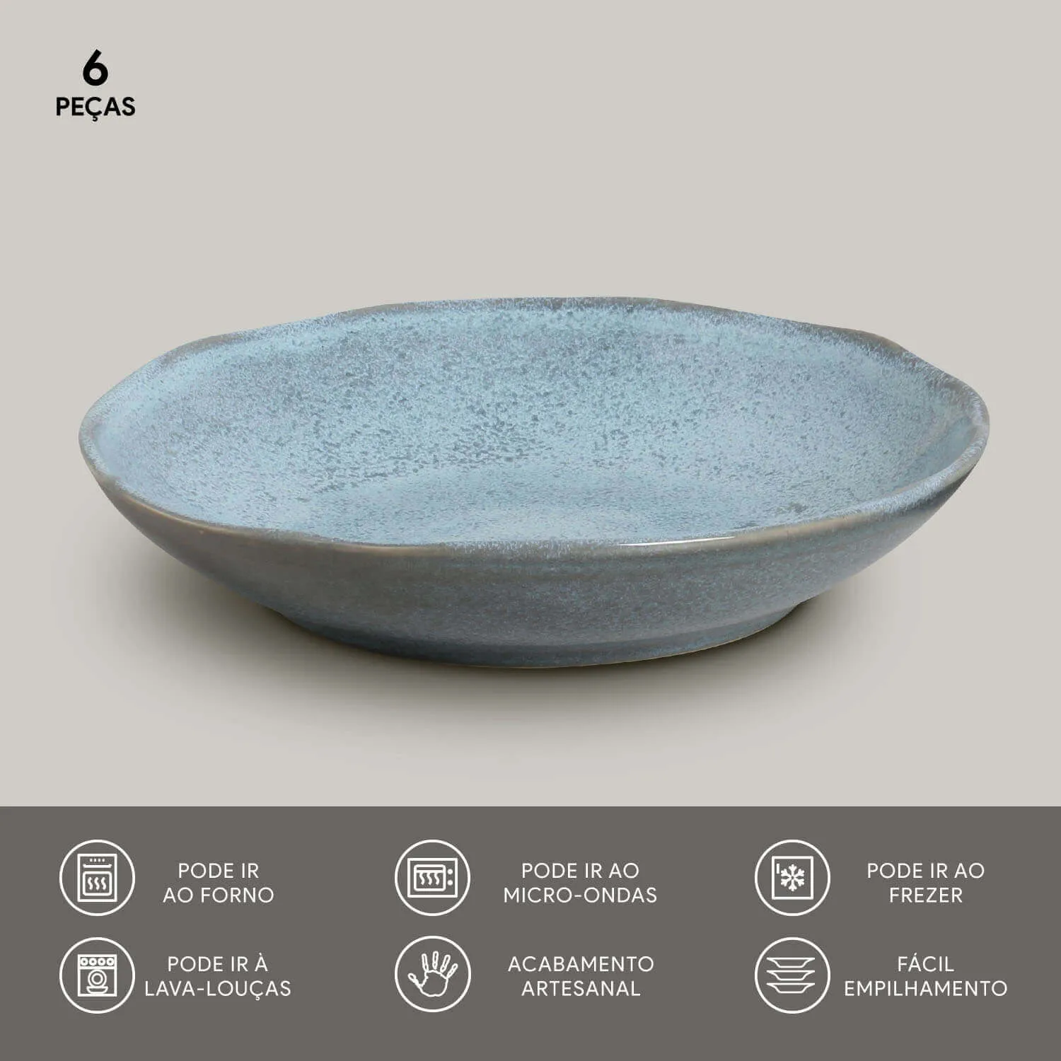 Conjunto com 6 Pratos Fundo Bio Breeze Ø25cm 1100ml