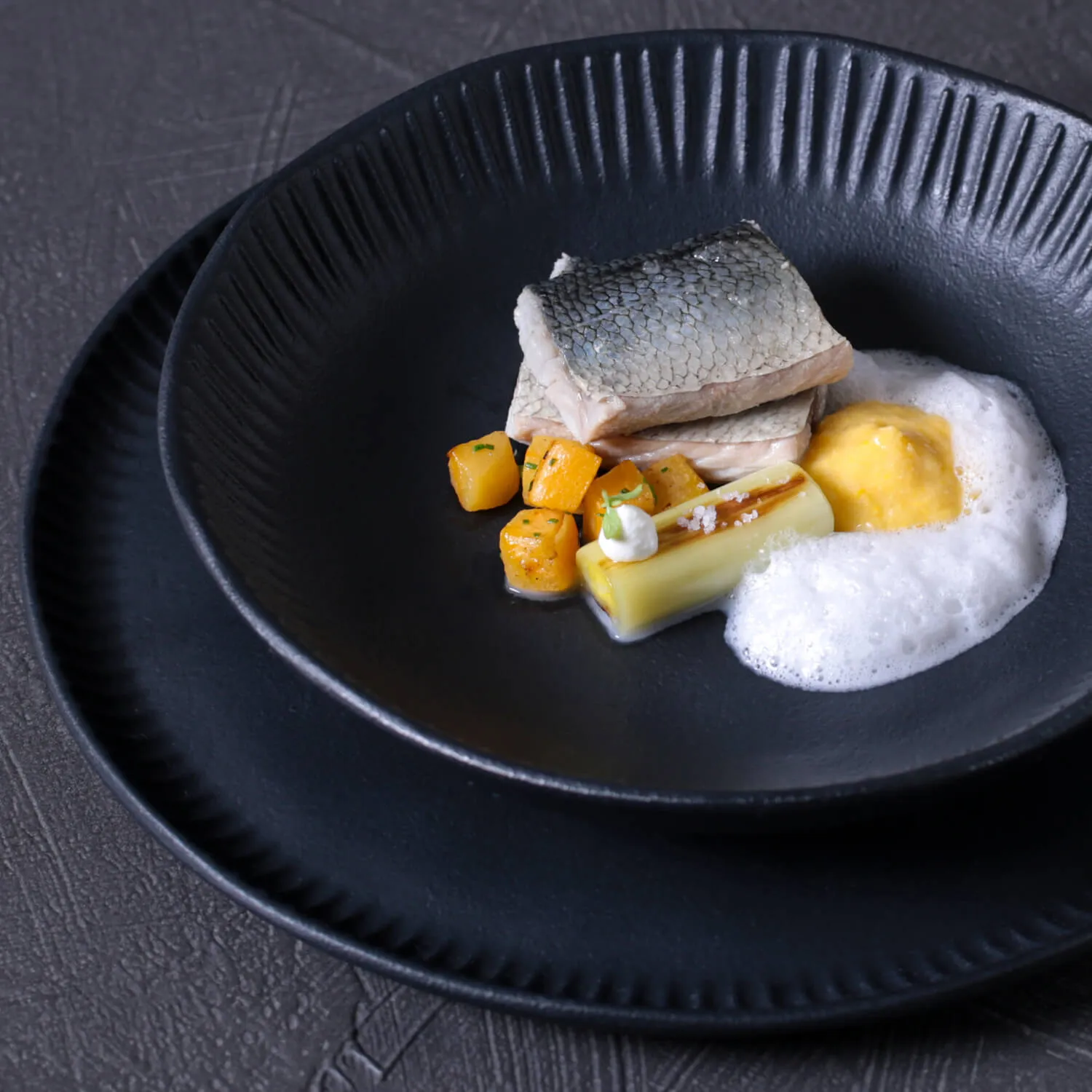Conjunto com 6 Pratos Fundo Linhas Preto Matte Ø22,5cm 830ml