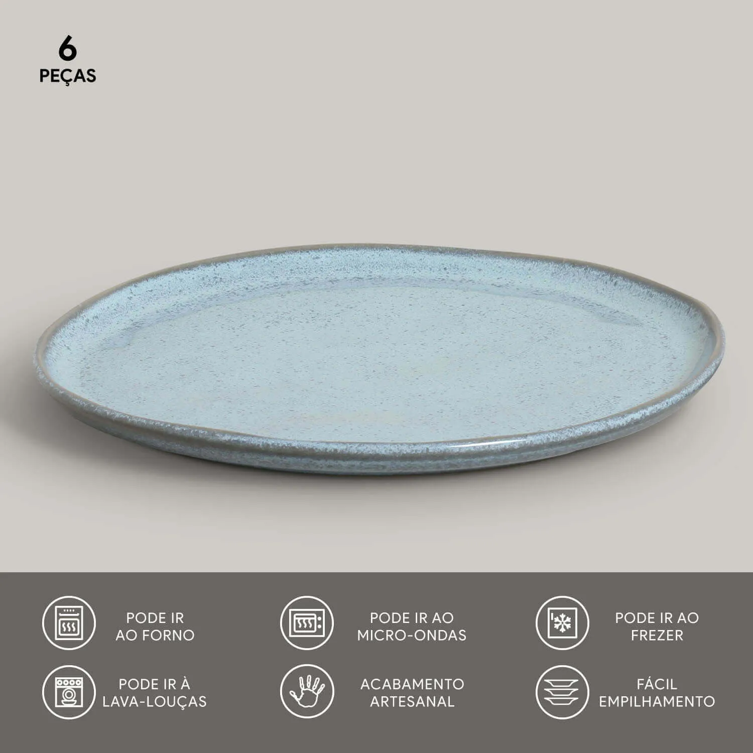 Conjunto com 6 Pratos Raso Bio Breeze Ø29cm