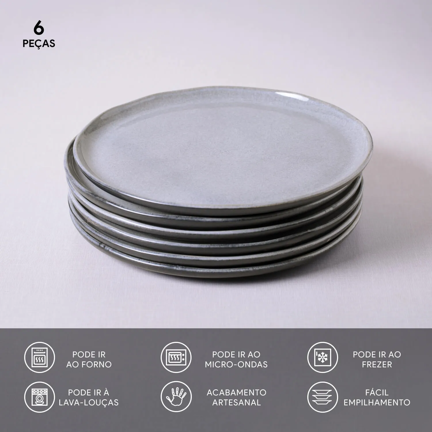 Conjunto com 6 Pratos Raso Bio Dust Ø27,5cm