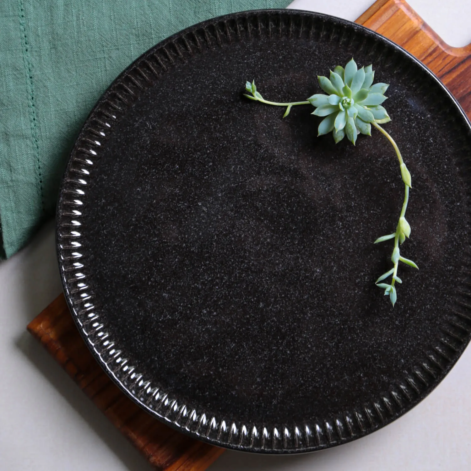 Conjunto com 6 Pratos Raso Linhas Black Sand Ø27,5cm