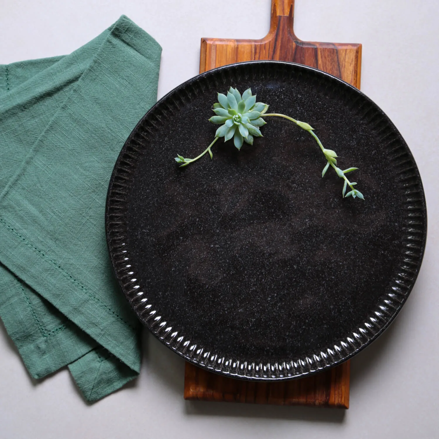 Conjunto com 6 Pratos Raso Linhas Black Sand Ø27,5cm