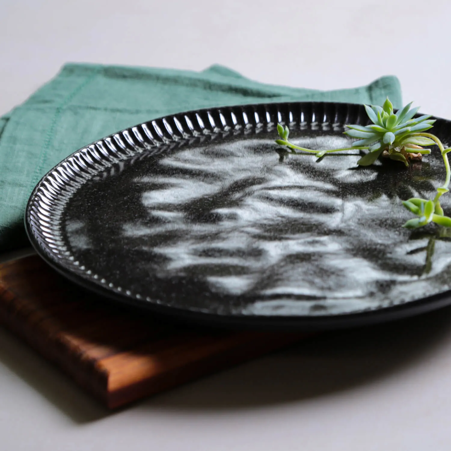Conjunto com 6 Pratos Raso Linhas Black Sand Ø27,5cm