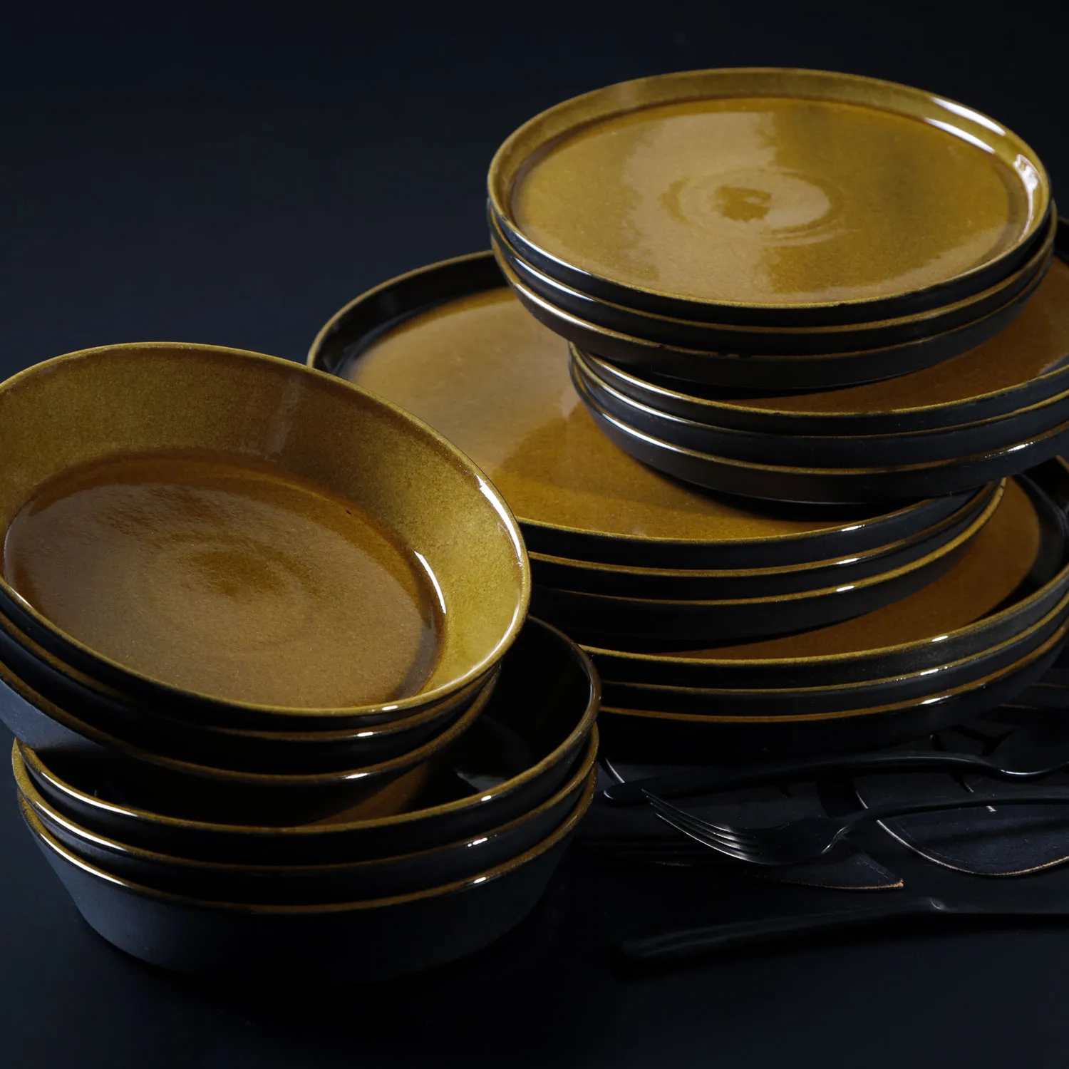 Conjunto com 6 Pratos Raso Neo Âmbar Ø27cm