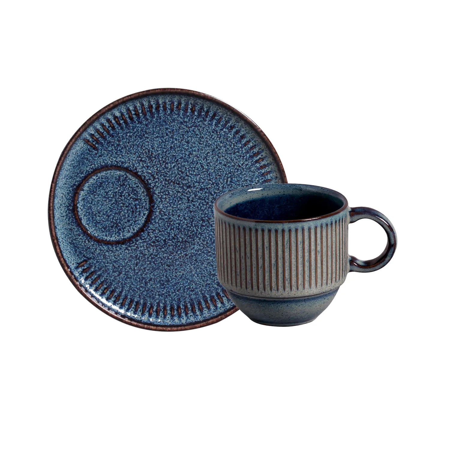 Conjunto c/ 6 Xícaras de Chá Empilhável c/ 6 Pires Linhas Titanium 230ml