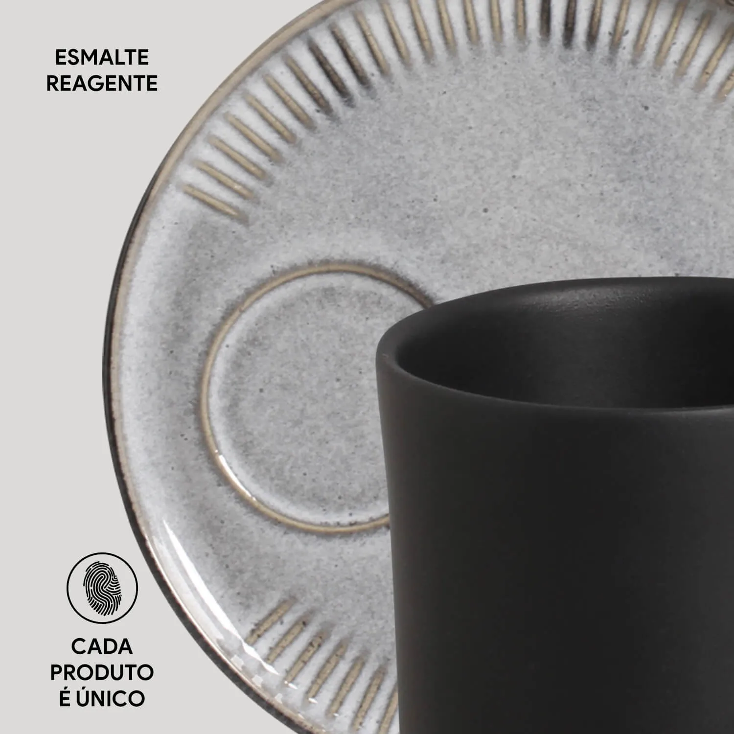 Kit Canecas Coup Stoneware com Pires Dust 330ML
