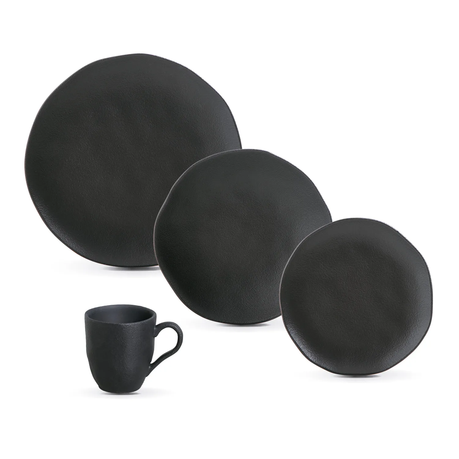 Aparelho de Jantar 16 Peças Orgânico Preto Matte (para 4 pessoas)