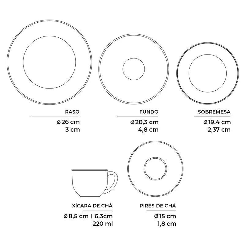 Aparelho de Jantar 20 Peças Coup Stoneware Cotton (para 4 pessoas)