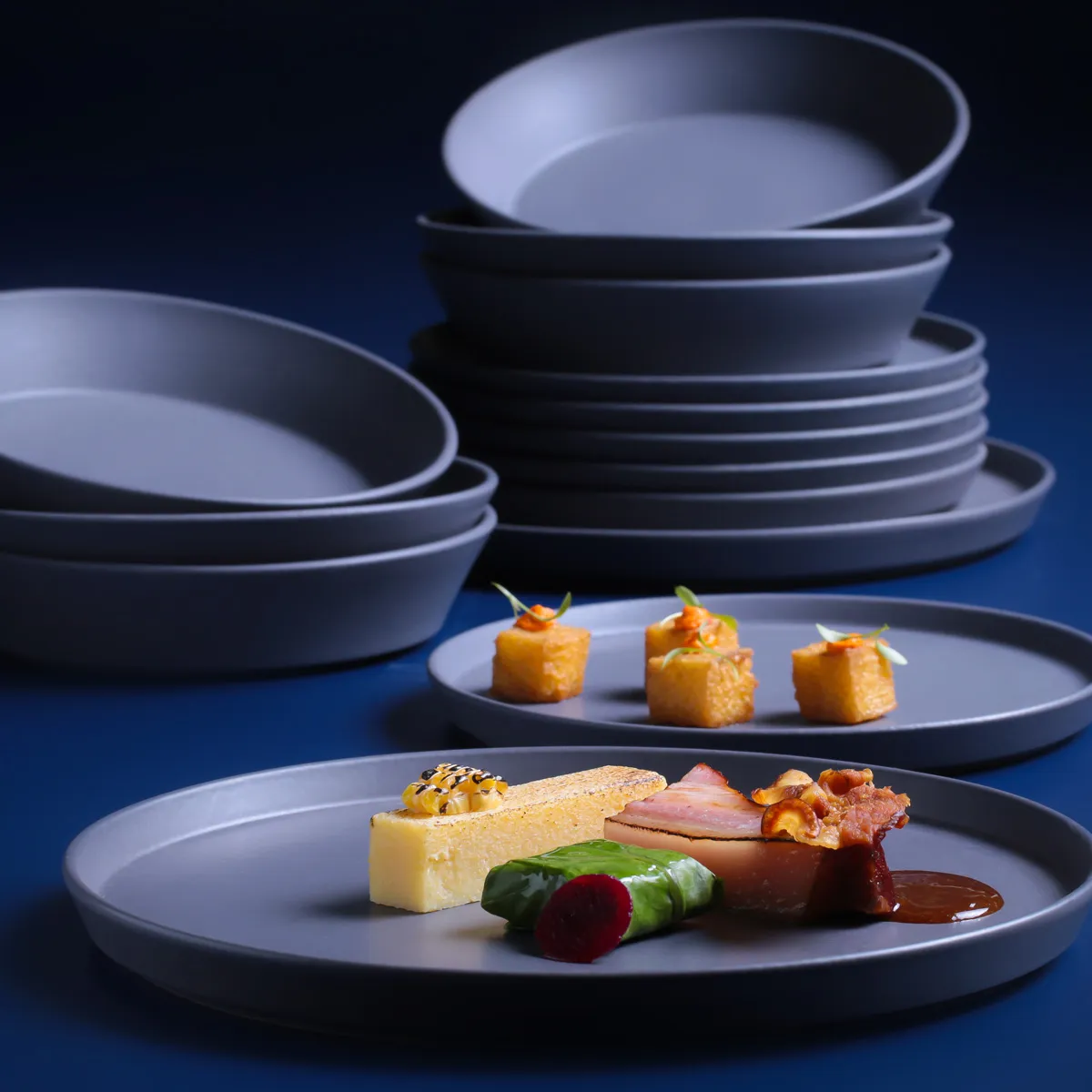 CONJUNTO C/ 6 PRATOS DE SOBREMESA NEO CHARCOAL Ø 21,5cm