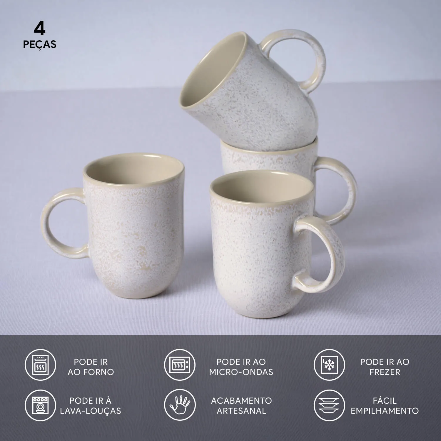 Conjunto com 4 Canecas Coup Stoneware Grande Latte 330ml
