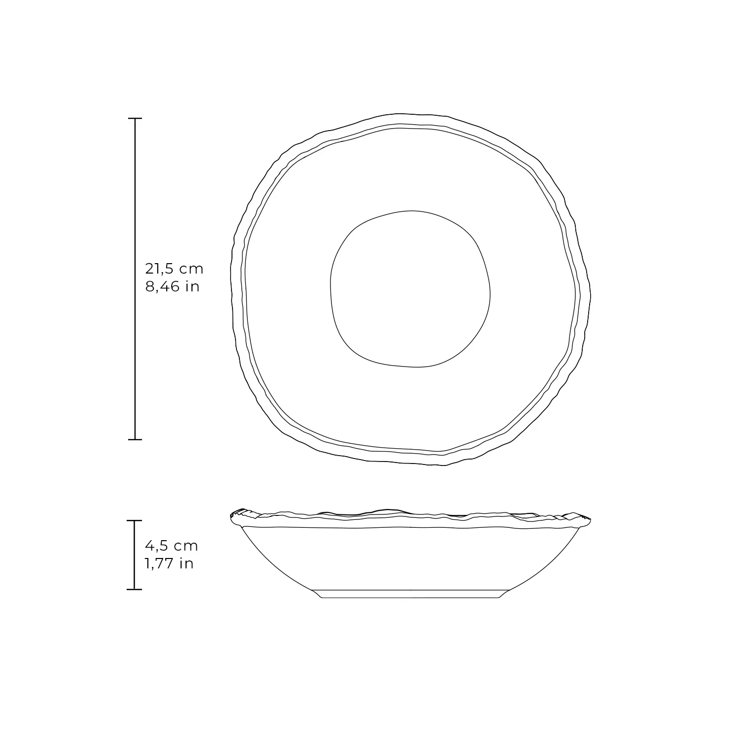 Conjunto com 4 Pratos Fundo Orgânico Eco Atlântica Ø21,5cm