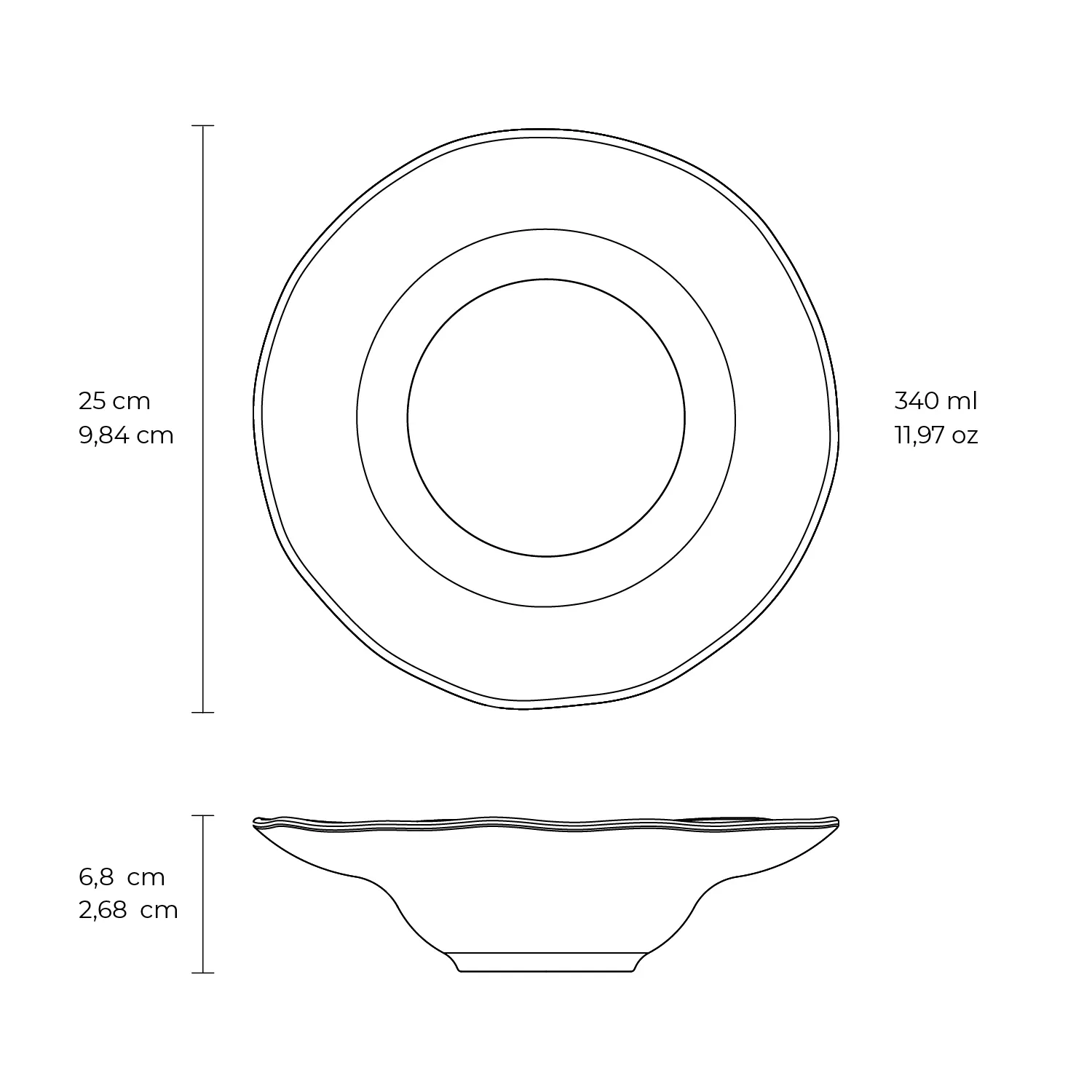 Conjunto com 4 Pratos de Massa Orgânico Breeze Ø25cm 266ml
