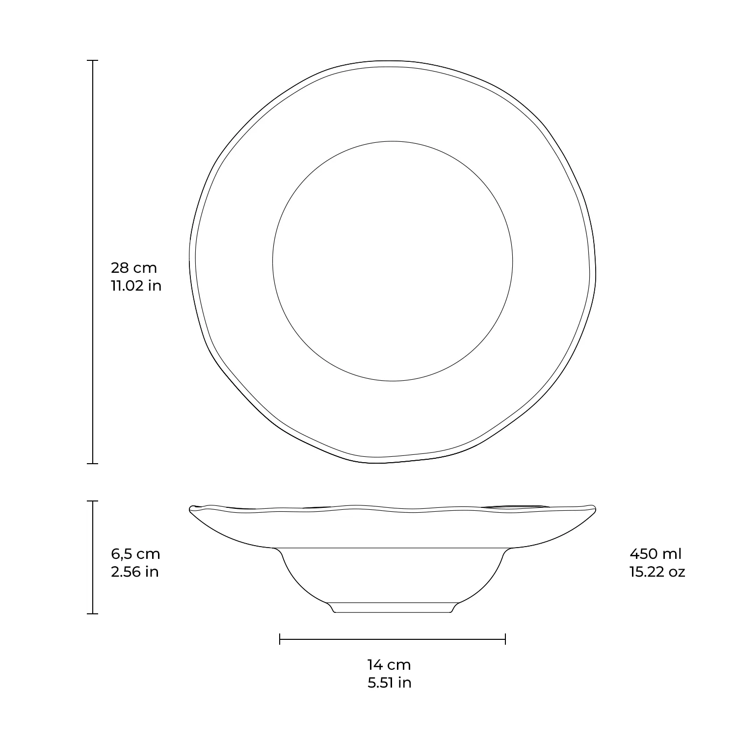 Conjunto com 4 Pratos de Massa Orgânico Curaçao Ø28x6,5cm 450ml