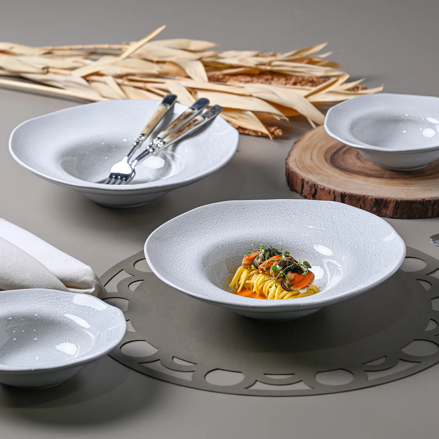 Conjunto com 4 Pratos de Massa Orgânico Luz Ø28x6,5cm 450ml