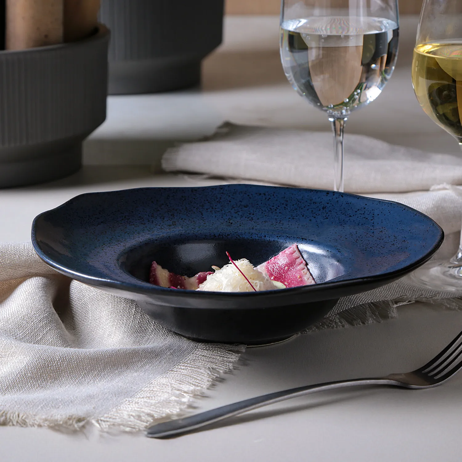 Conjunto com 4 Pratos de Massa Orgânico Night Blue Ø28x6,5cm 450ml