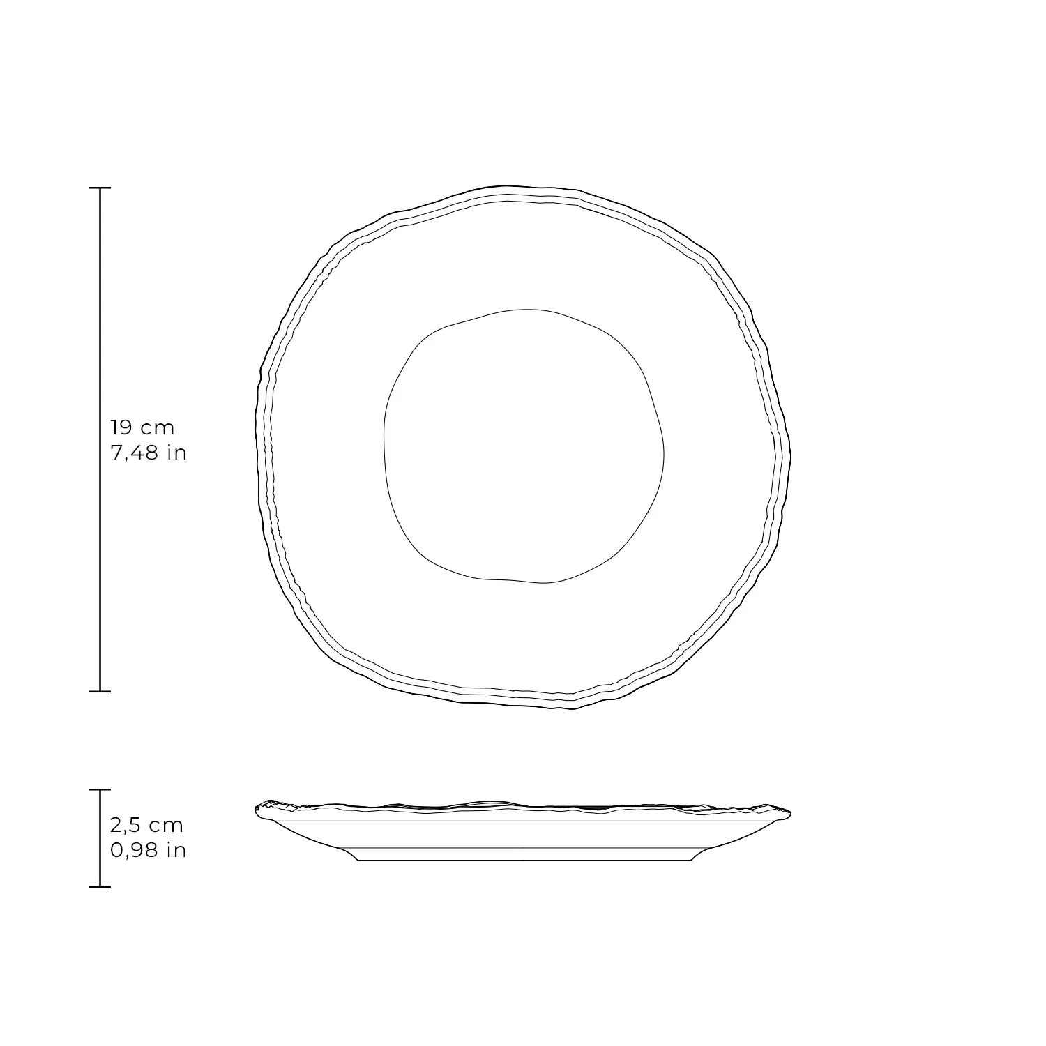 Conjunto com 4 Pratos de Sobremesa Orgânico Eco Pampa Ø19cm