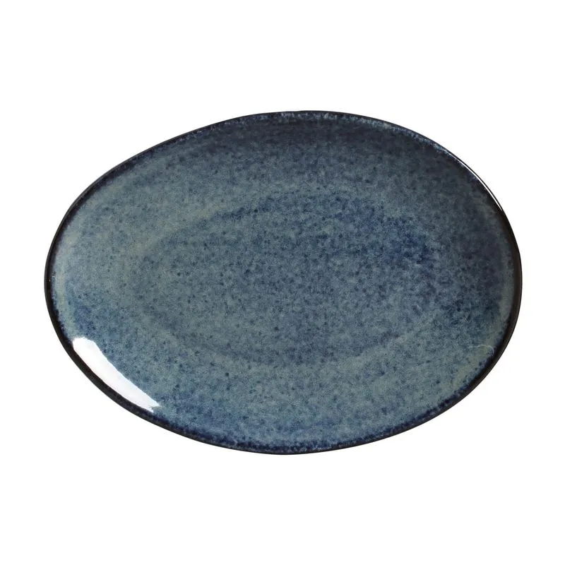 Conjunto com 6 Pratos De Sobremesa Oval Orgânico Denim 22,5X2,5cm