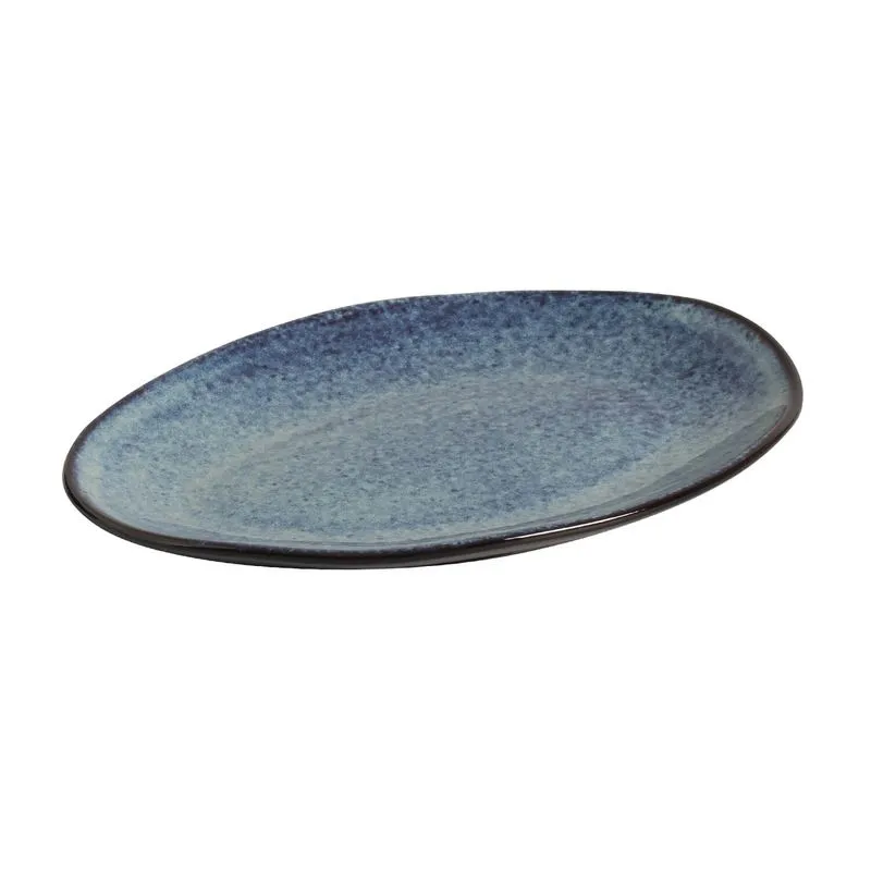 Conjunto com 6 Pratos De Sobremesa Oval Orgânico Denim 22,5X2,5cm