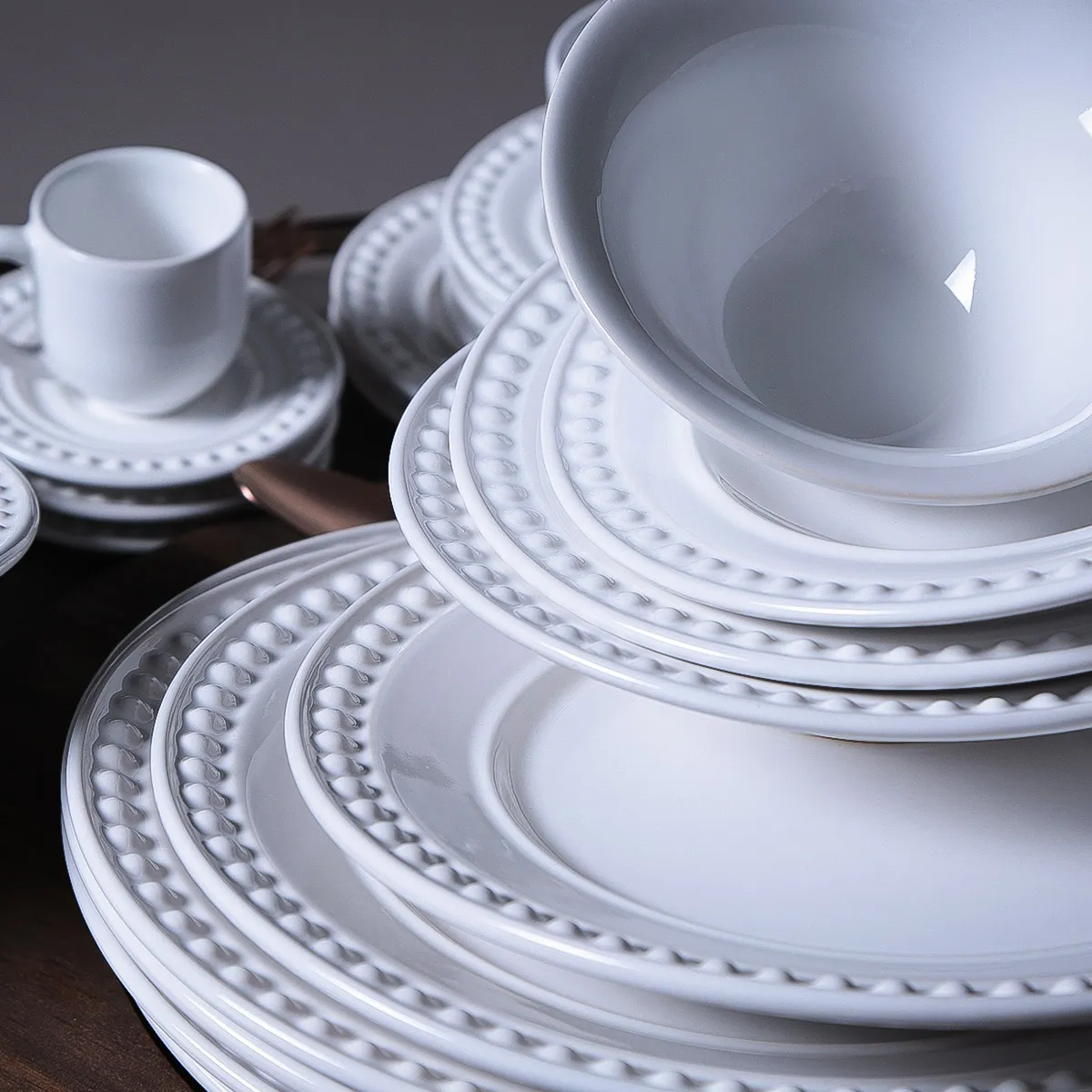 Conjunto com 6 Pratos Fundo Atenas Branco Ø22cm