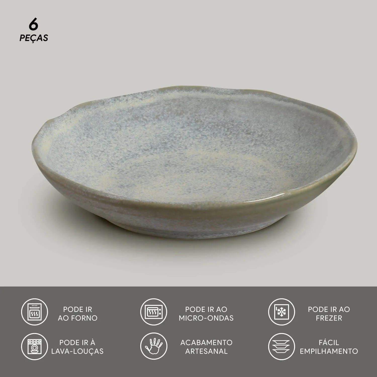 Conjunto com 6 Pratos Fundo Bio Green Granite Ø25cm 1100ml