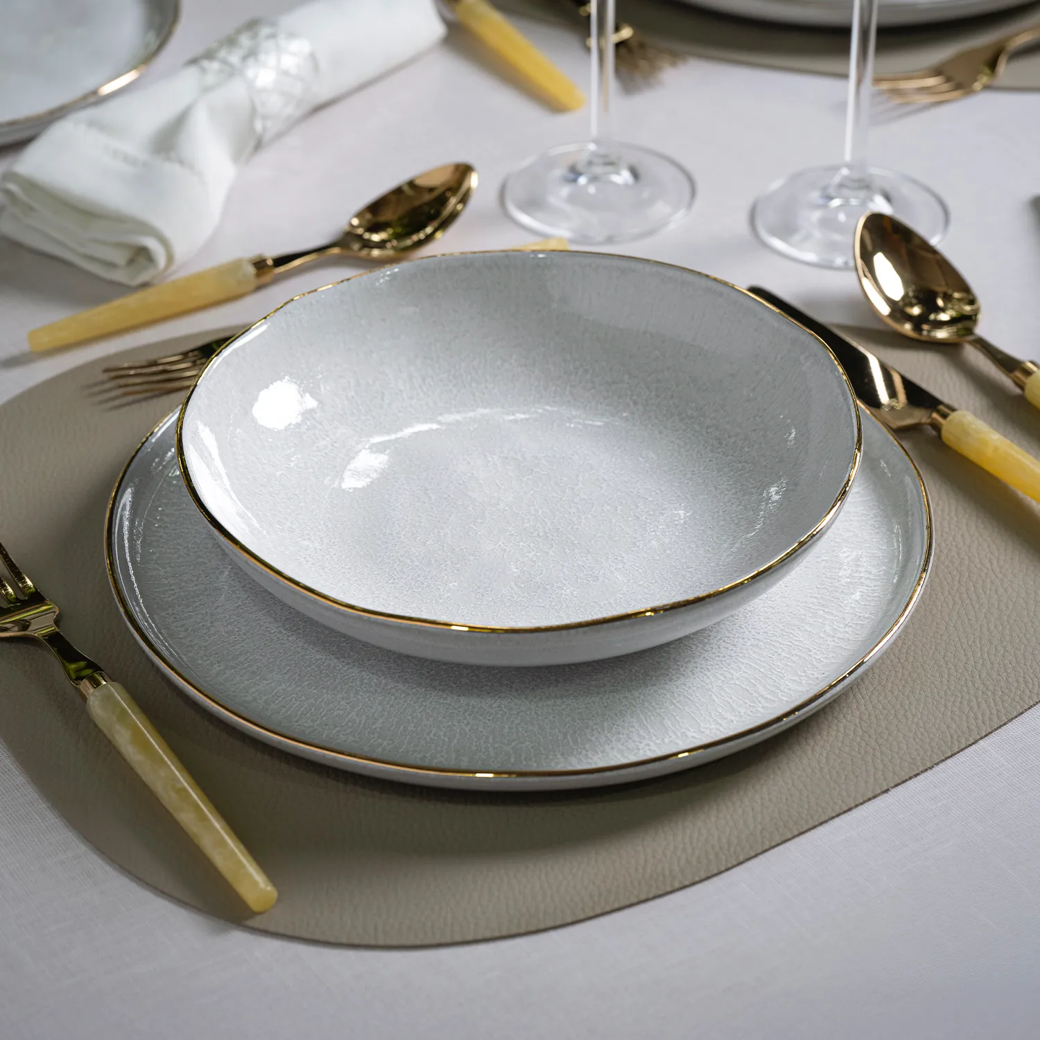 Conjunto com 6 Pratos Fundo Bio Luz Gold Ø22,5cm 830ml