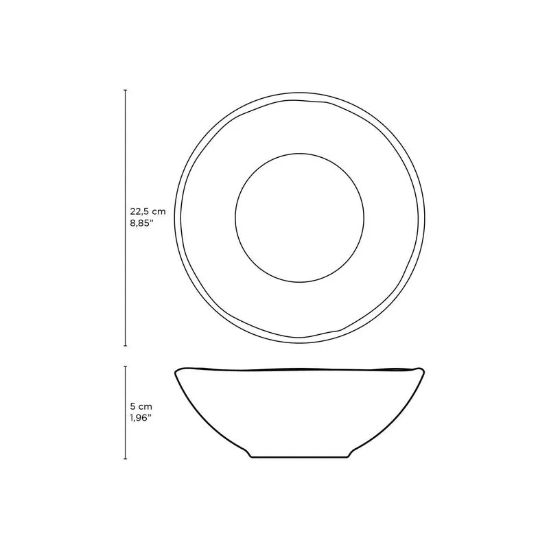 Conjunto com 6 Pratos Fundo Linhas Oceano Ø 22,5cm