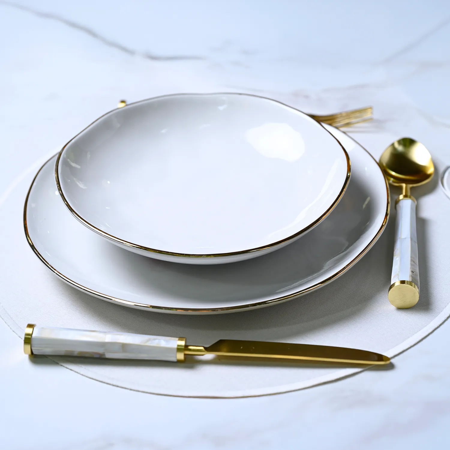 Conjunto com 6 Pratos Fundo Orgânico New White Gold Ø21,2cm 600ml