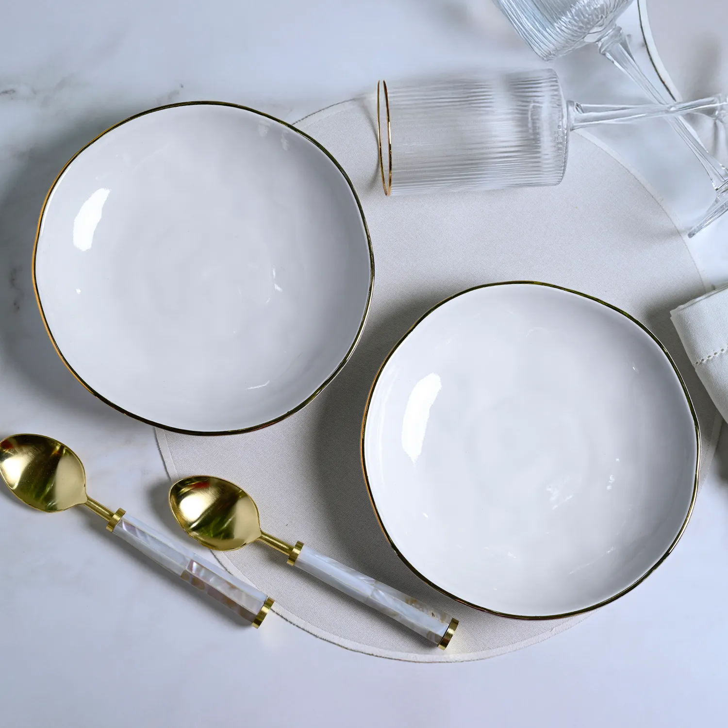 Conjunto com 6 Pratos Fundo Orgânico New White Gold Ø21,2cm 600ml