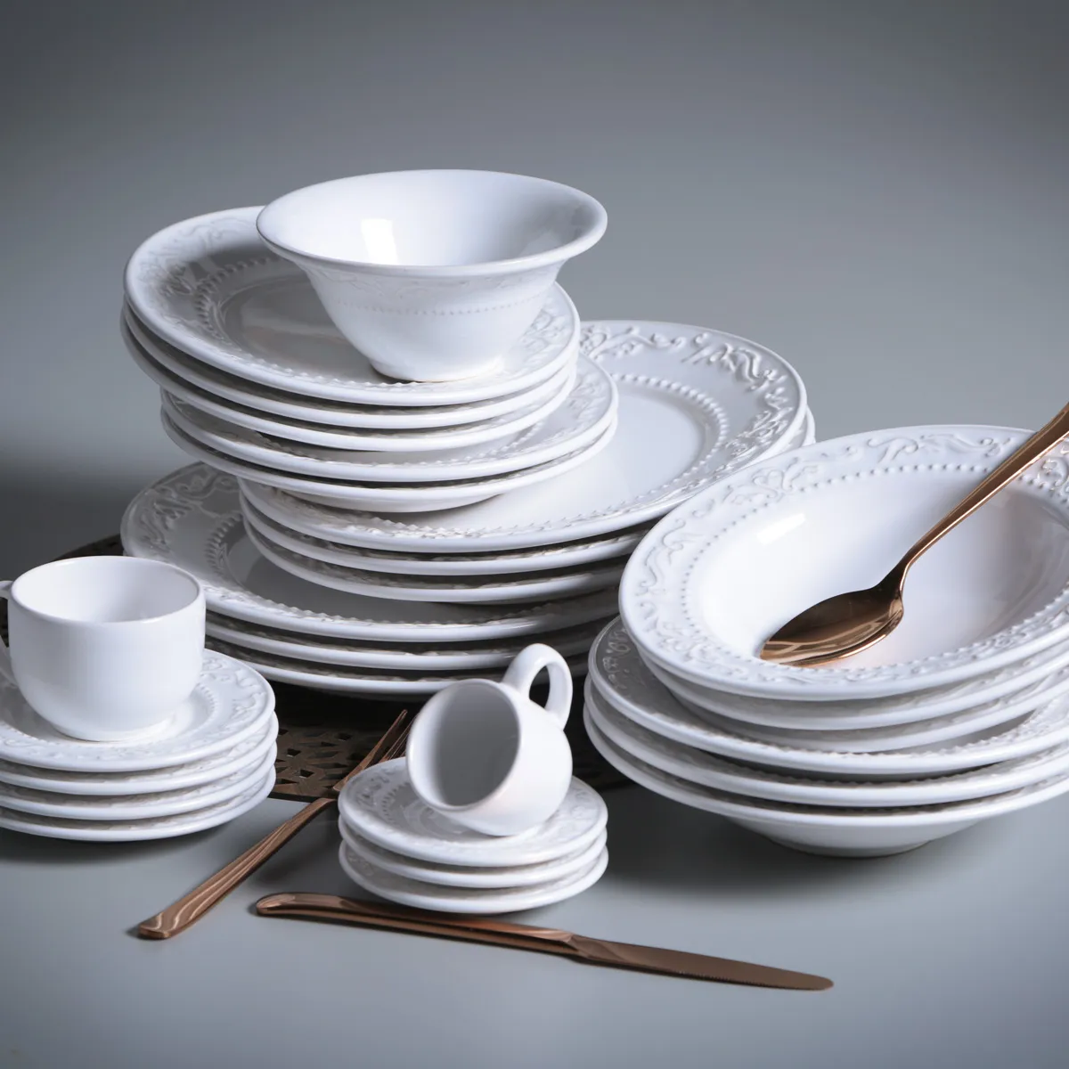 Conjunto com 6 Pratos Raso Acanthus Branco Ø26cm