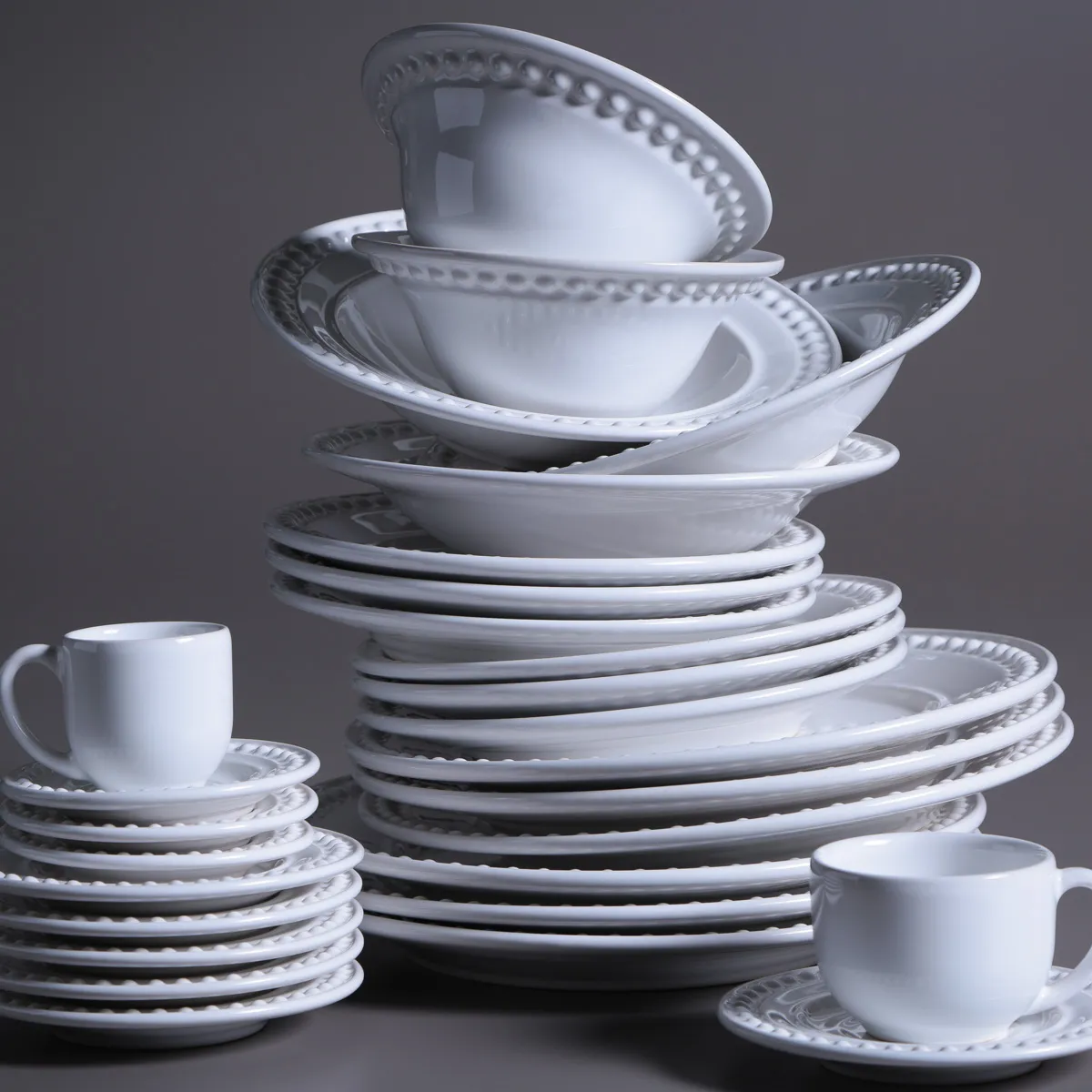 Conjunto com 6 Pratos Raso Atenas Branco Ø26cm
