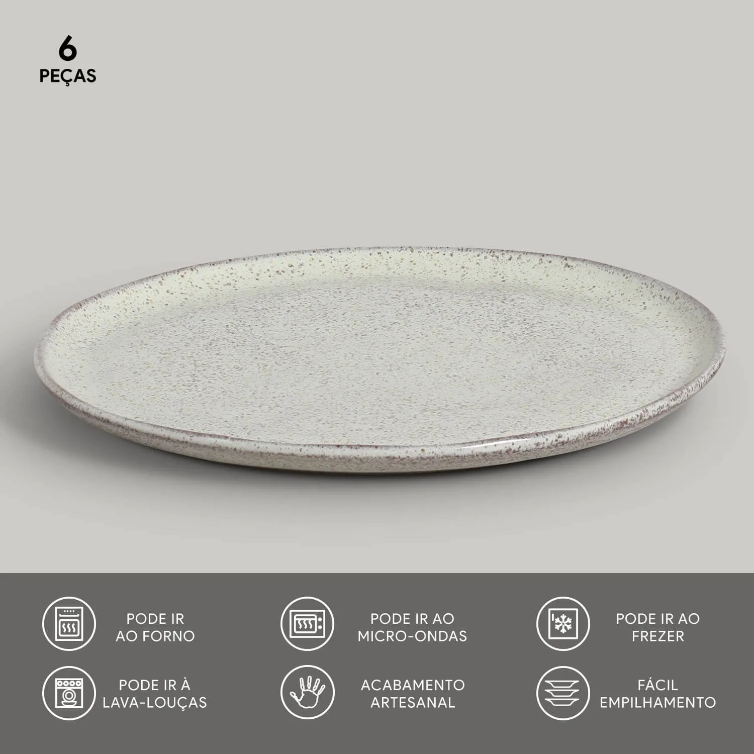 Conjunto com 6 Pratos Raso Bio Pistache Ø27,5cm