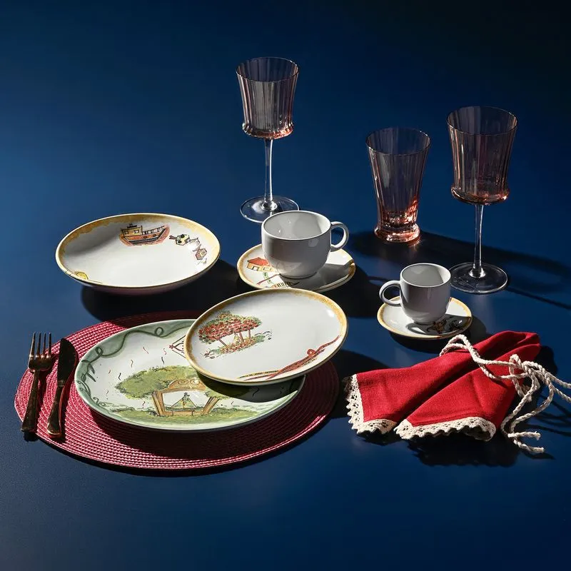 Conjunto com 6 Pratos Raso Coup Stoneware Círio de Memórias Ø26cm