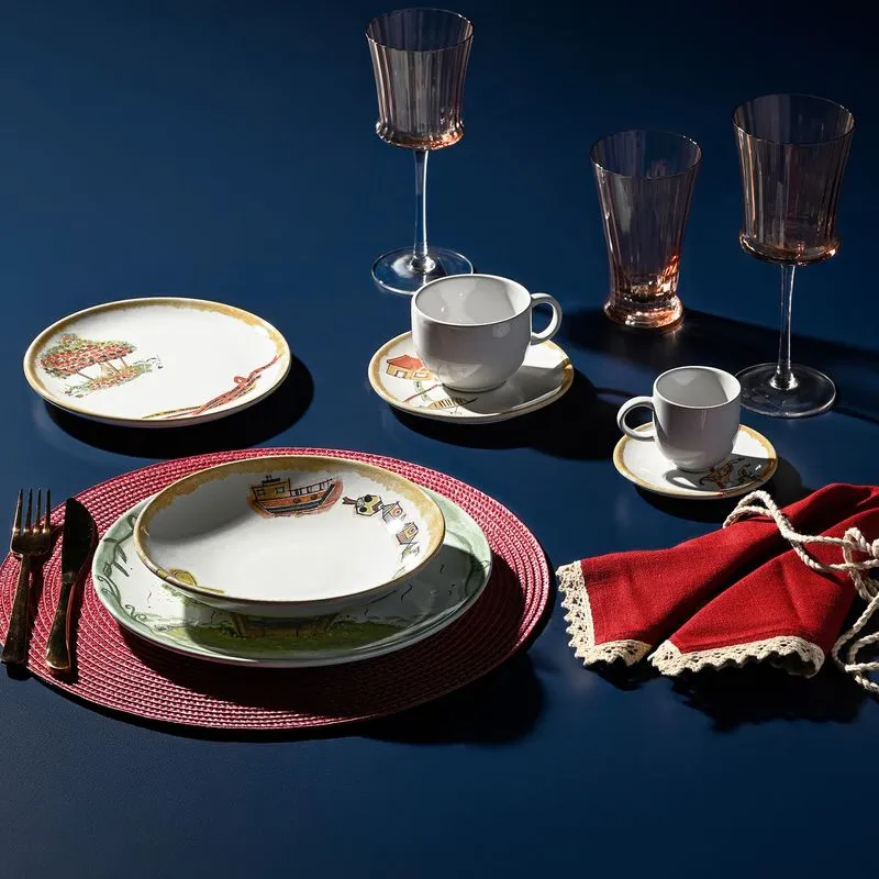 Conjunto com 6 Pratos Raso Coup Stoneware Círio de Memórias Ø26cm