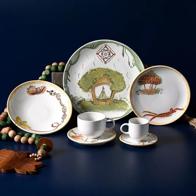 Conjunto com 6 Pratos Raso Coup Stoneware Círio de Memórias Ø26cm