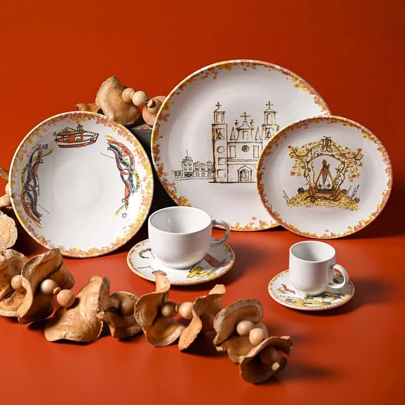 Conjunto com 6 Pratos Raso Coup Stoneware Procissão de Fé Ø26cm