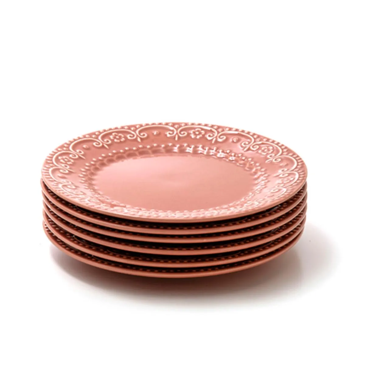 Conjunto com 6 Pratos Raso Esparta Especiarias Pimenta-Rosa Ø26cm - por Rita Lobo
