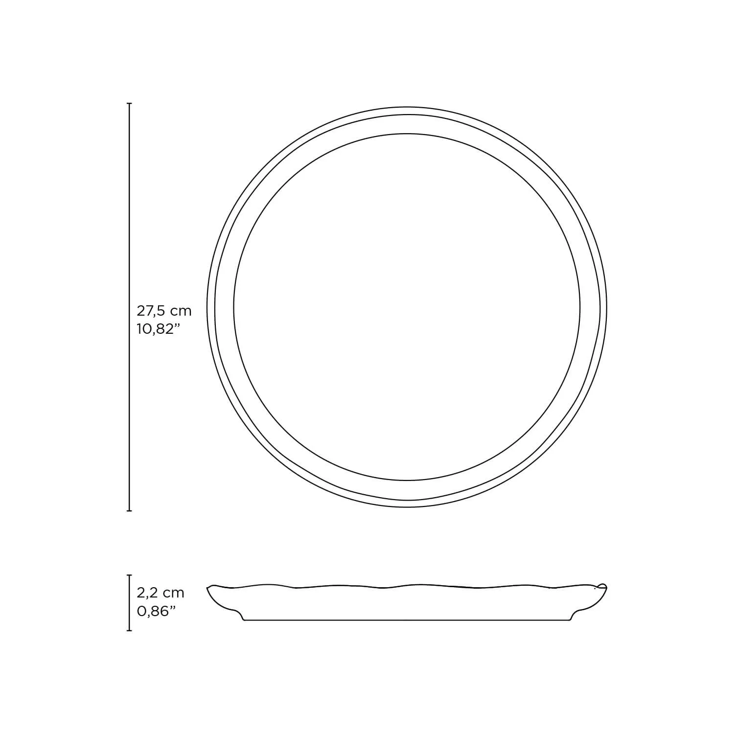 Conjunto com 6 Pratos Raso Linhas Clay Ø27,5cm