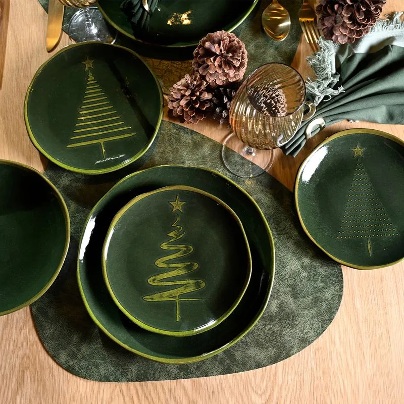 Conjunto com 6 Pratos Raso Orgânico Pinheiro Real Ø26,5cm
