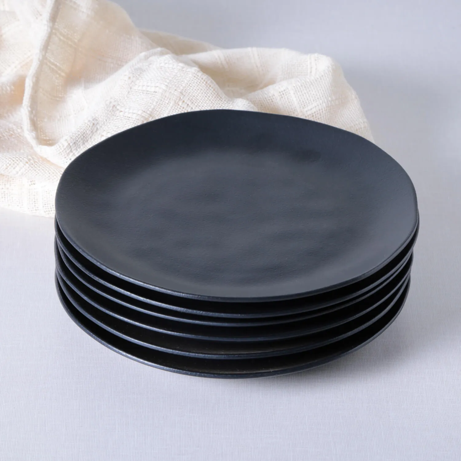 Conjunto com 6 Pratos Raso Orgânico Preto Matte Ø 26,5cm