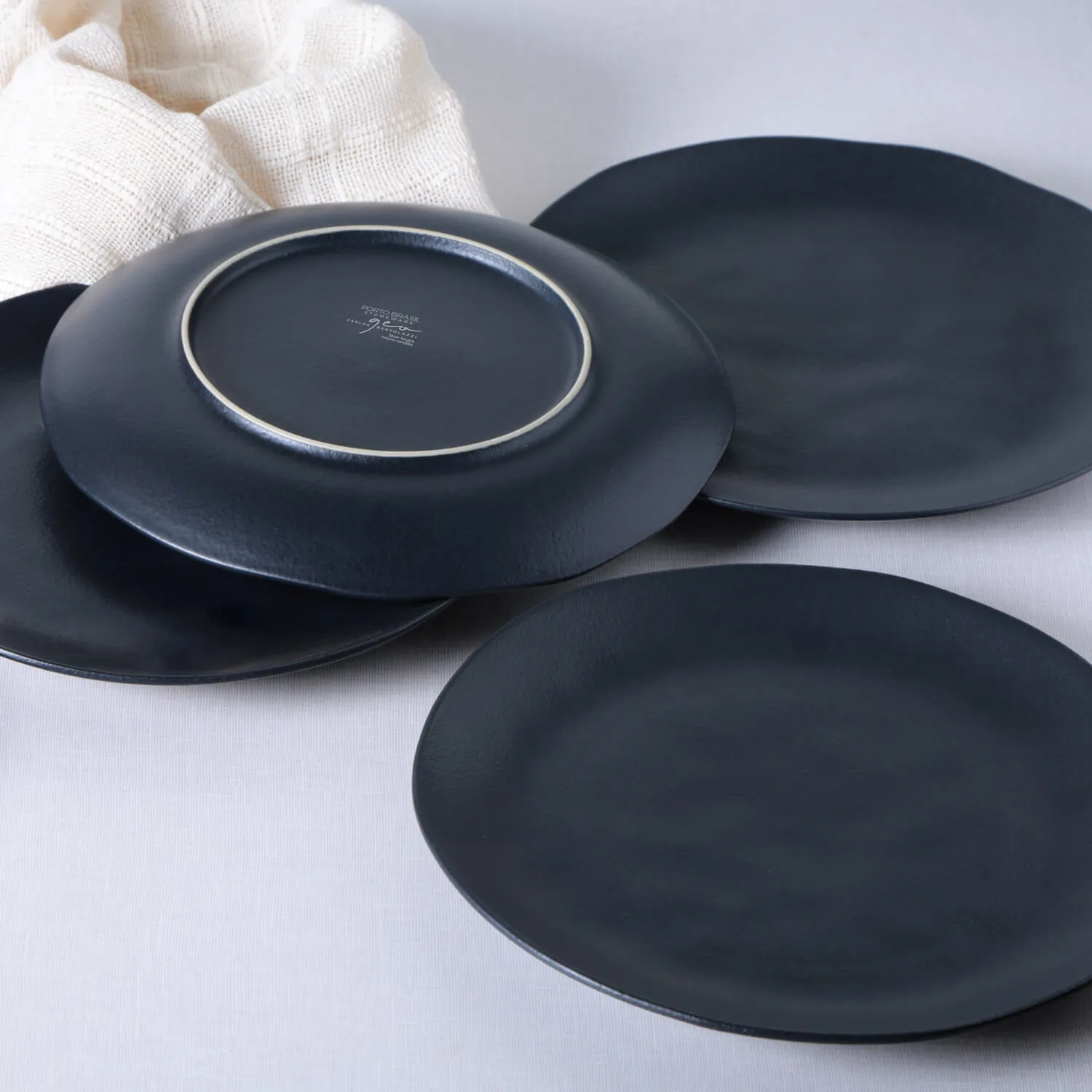 Conjunto com 6 Pratos Raso Orgânico Preto Matte Ø 26,5cm
