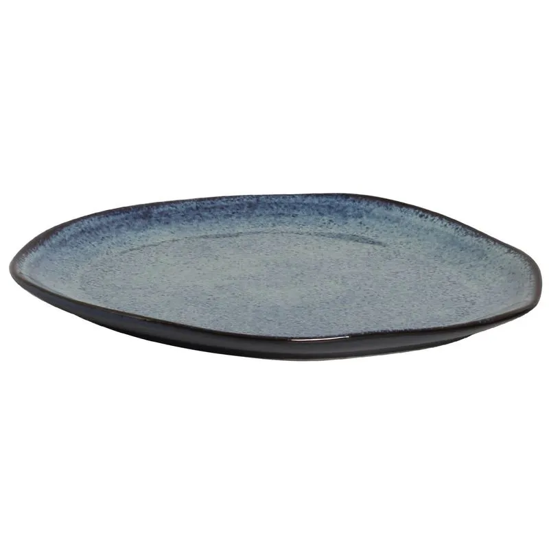Conjunto com 6 Pratos Raso Oval Orgânico Denim 31X24X2,5cm