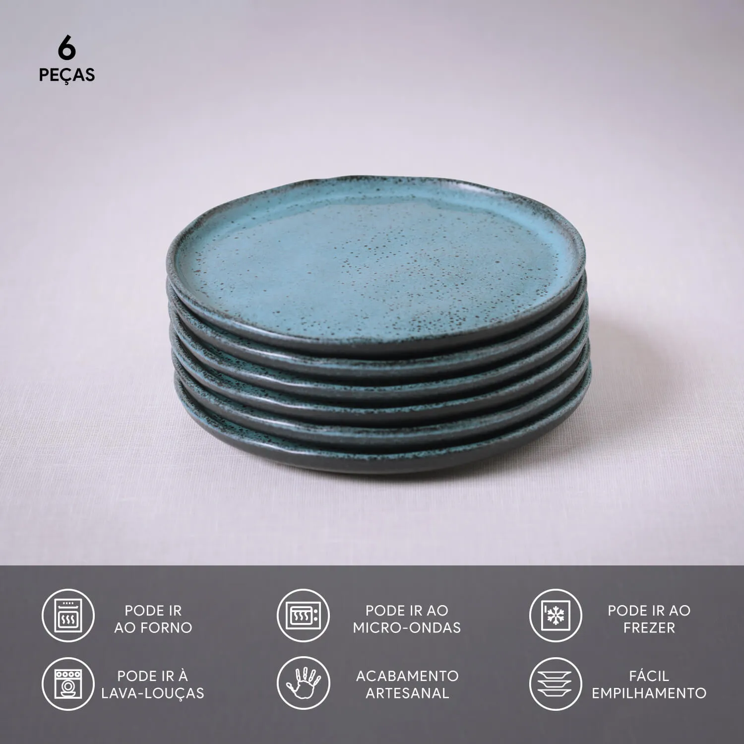 Conjunto com 6 Pratos de Pão Bio Night Sky Ø15,5x1,6cm