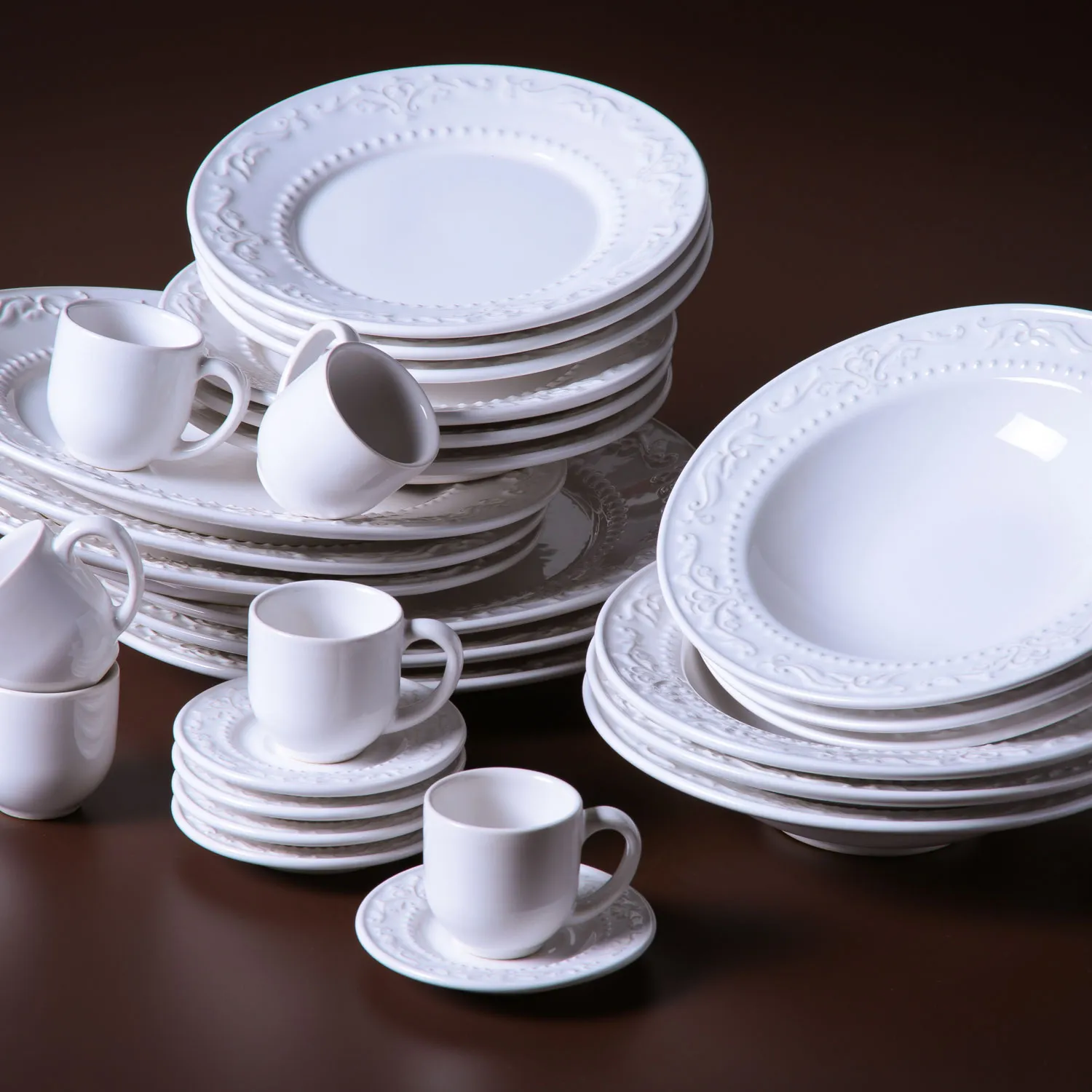 Conjunto com 6 Pratos de Sobremesa Acanthus Branco Ø20,5cm