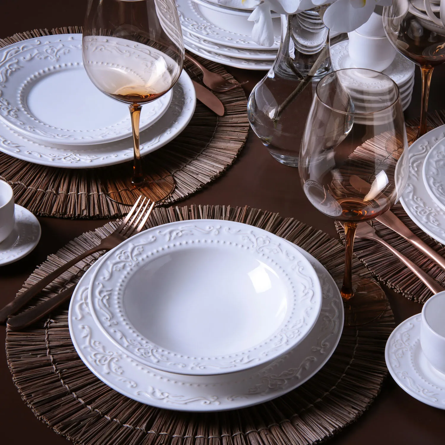 Conjunto com 6 Pratos de Sobremesa Acanthus Branco Ø20,5cm