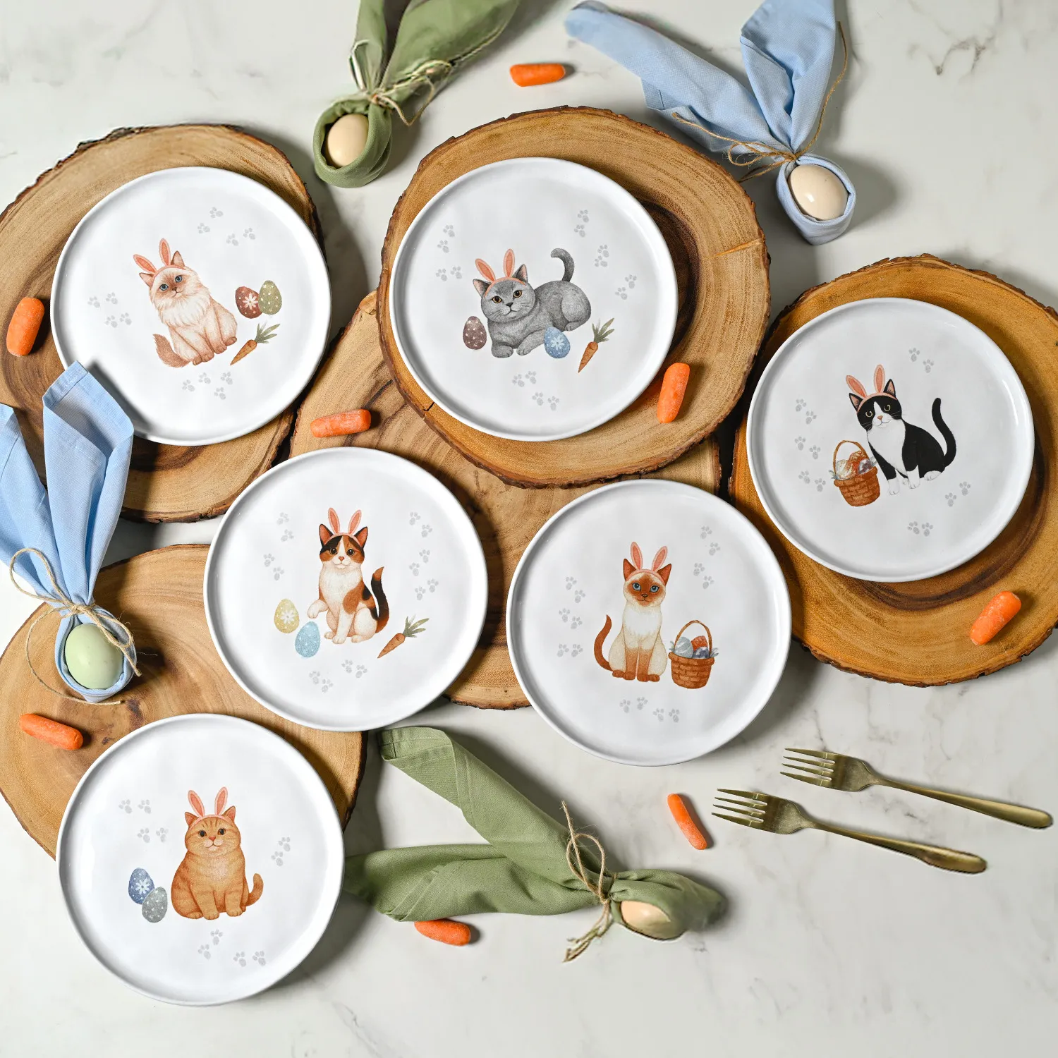 Conjunto com 6 Pratos de Sobremesa Bio Gatinhos Ø21,5cm