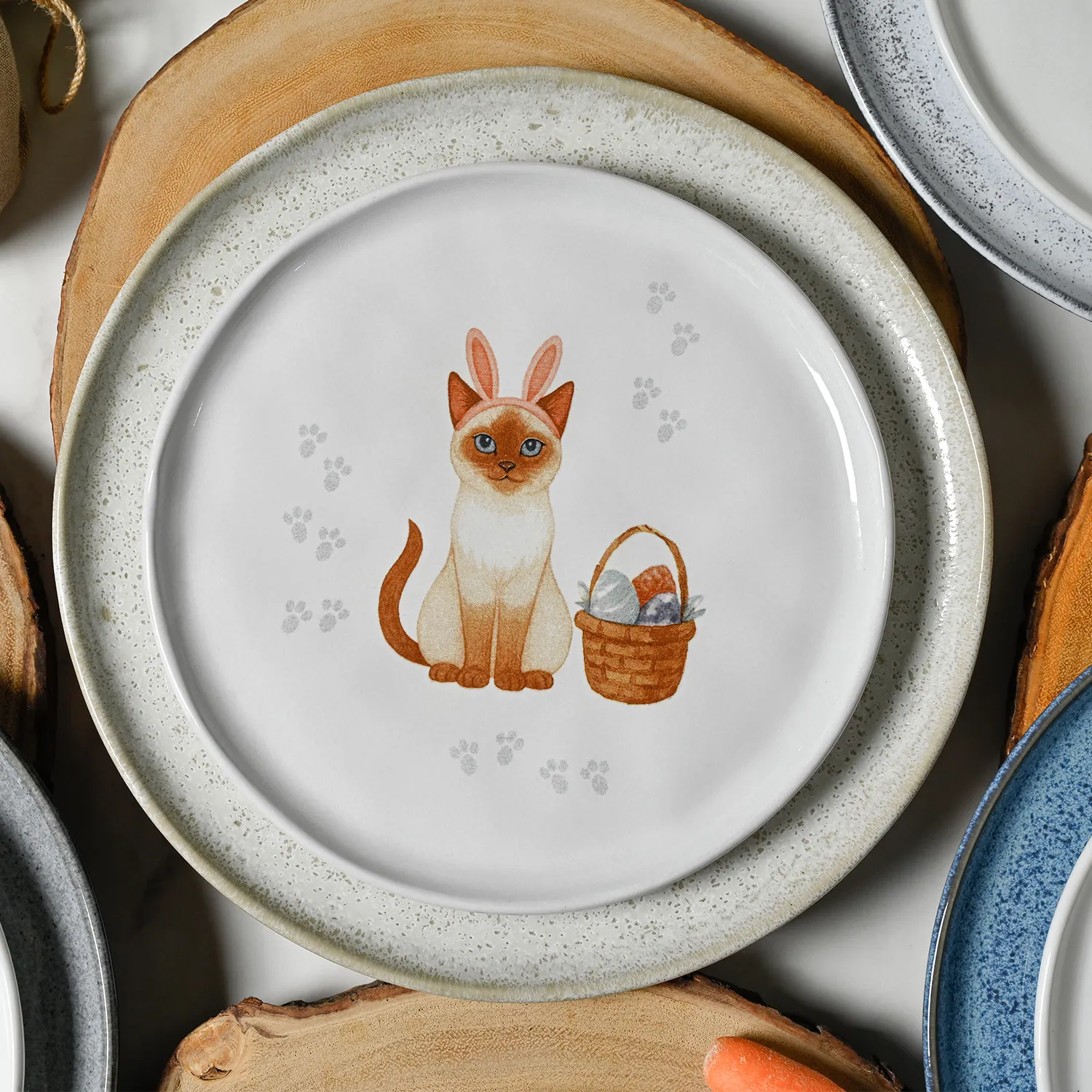 Conjunto com 6 Pratos de Sobremesa Bio Gatinhos Ø21,5cm