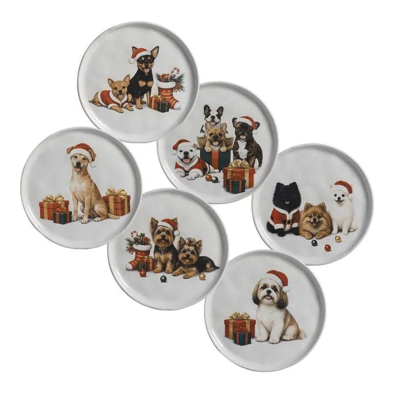 Conjunto com 6 Pratos de Sobremesa Bio Ho Ho Dogs Ø21,5cm