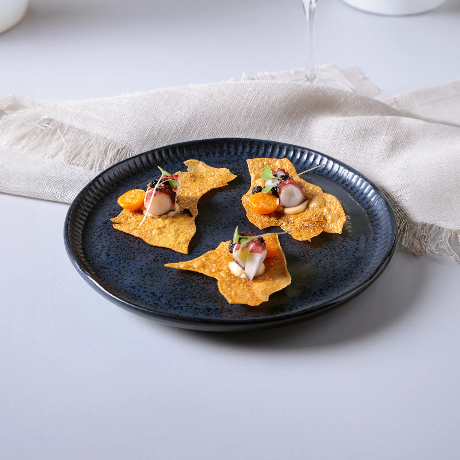 Conjunto com 6 Pratos de Sobremesa Linhas Night Blue Ø21,5cm
