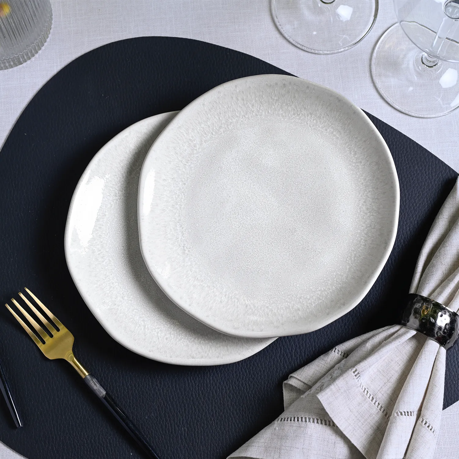 Conjunto com 6 Pratos de Sobremesa Orgânico Lua Ø19,5cm